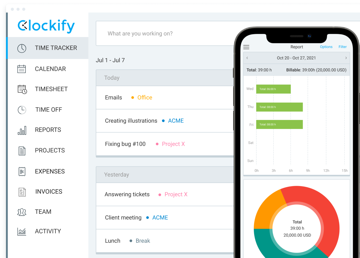 Clockify weekly time tracker