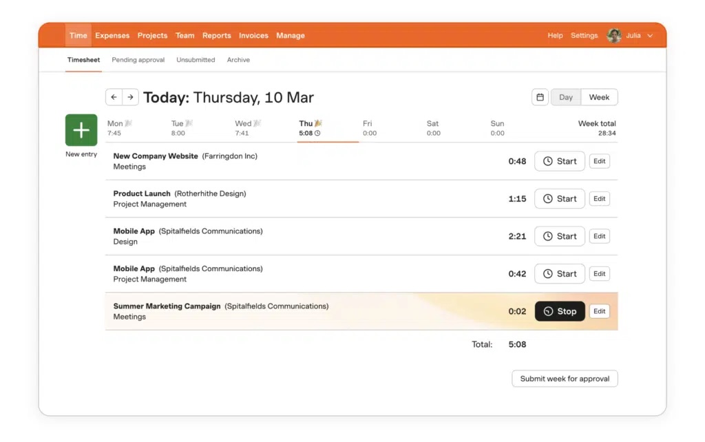 Harvest timesheet and invoicing
