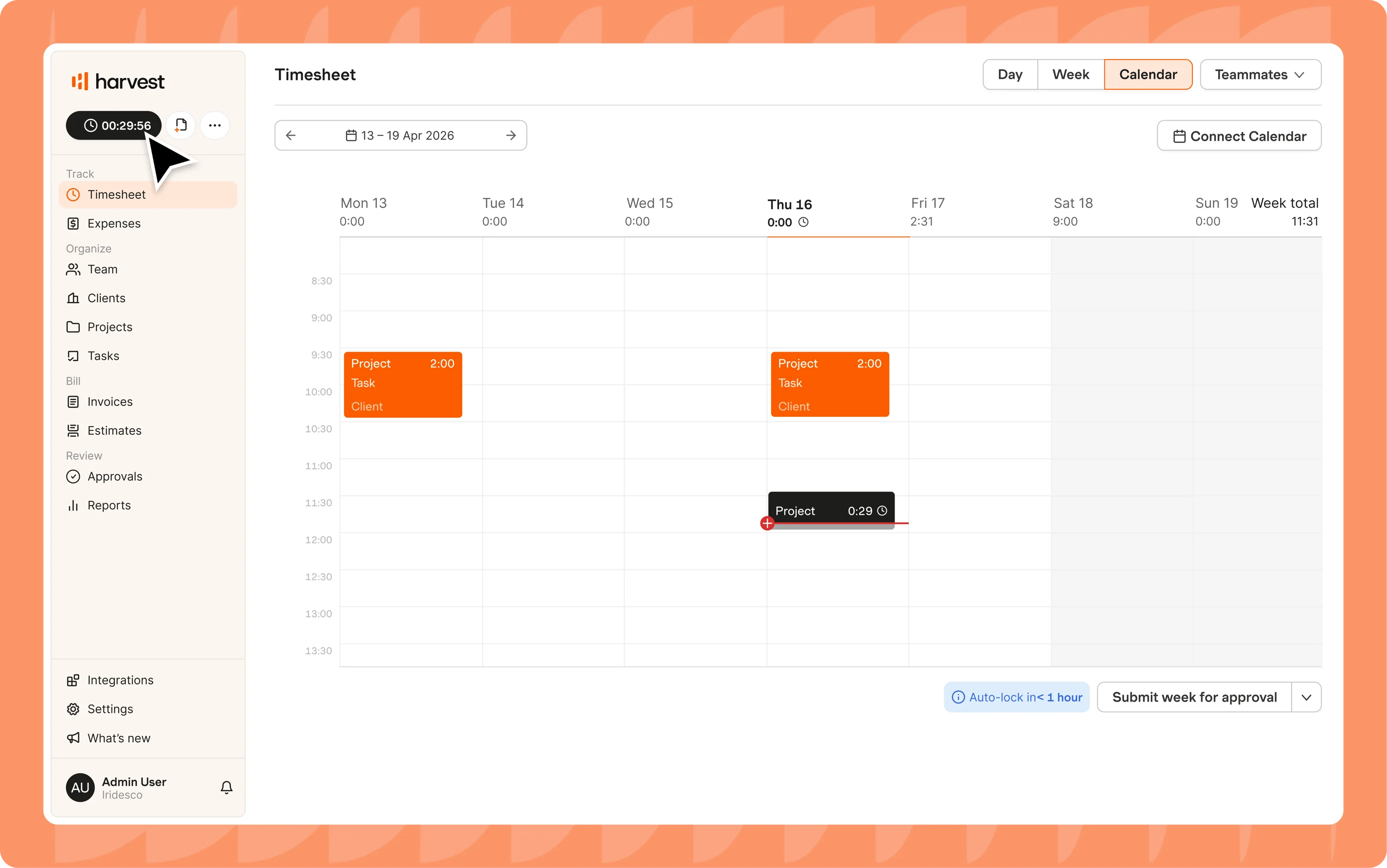 Harvest timesheet and invoicing