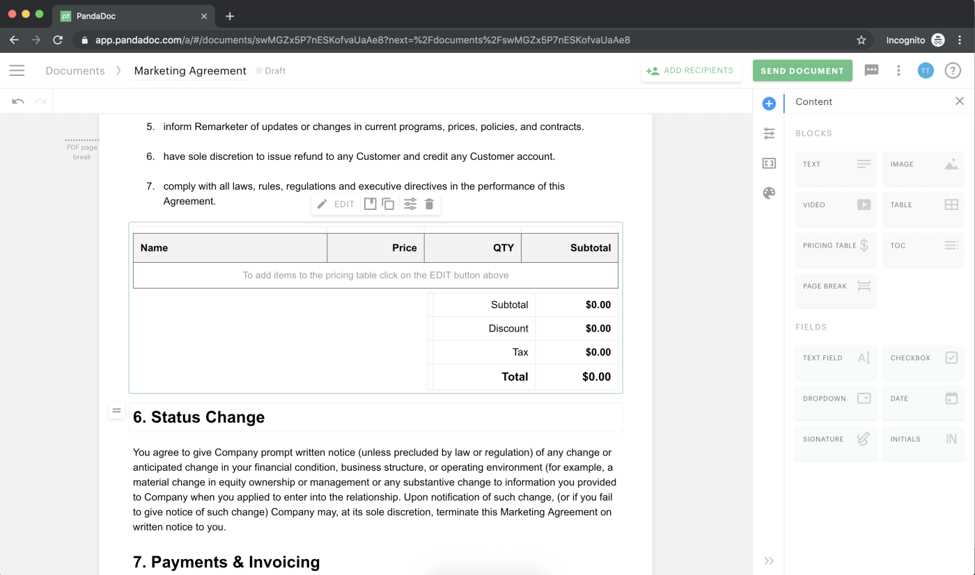 PandaDoc contract tool for consultants