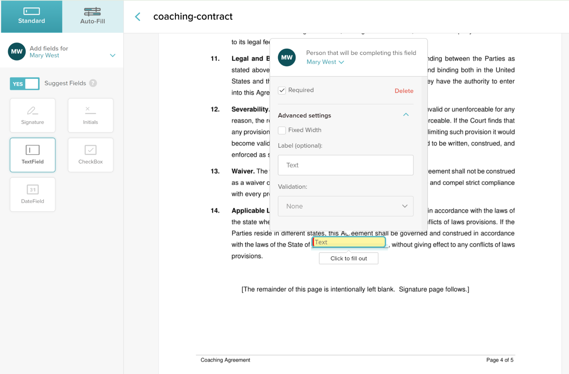 SignWell contract tool for consultants